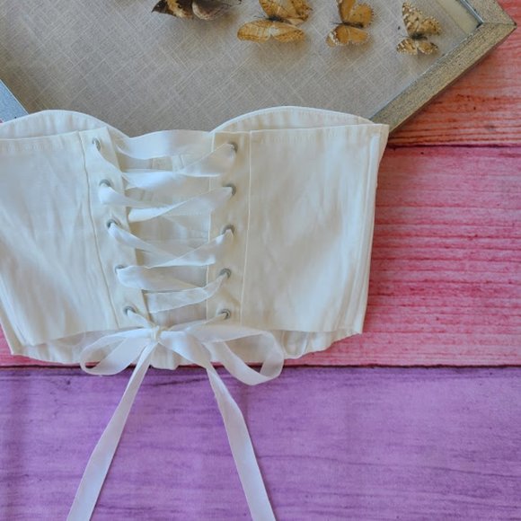 Princess Polly White Endless Love Corset Bustier Strapless Lace Up Crop Top 4US - Picture 12 of 12